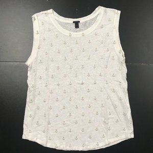 J. CREW 100% LINEN TANK TOP. WITH ANCHOR DETAIL